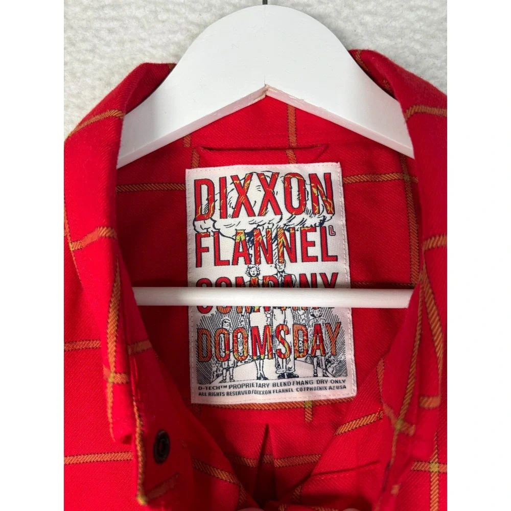 Dixxon Flannel Doomsday Shirt Mens Large Red Checkered Western Pocket Snap Front